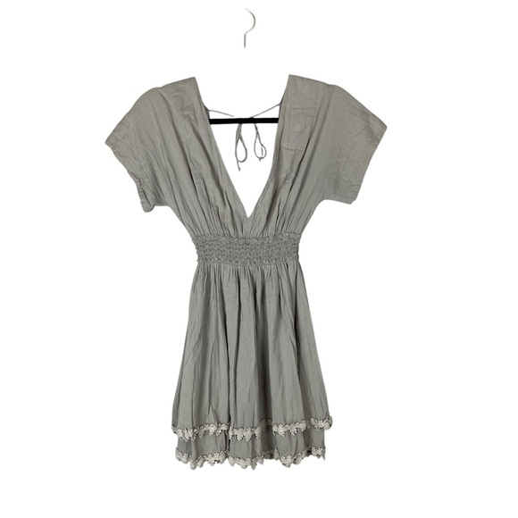 L*Space Smith Gauze V-Neck Cover-Up Tunic Dress Light Sage Green Size XS - Picture 5 of 10